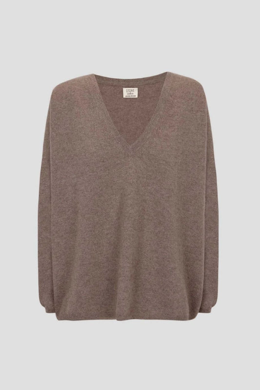 Stone V-Neck Cashmere Sweater - Sand
