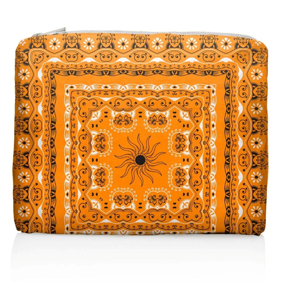 Hi, Love Medium Bandana Zipper Pouch - Orange