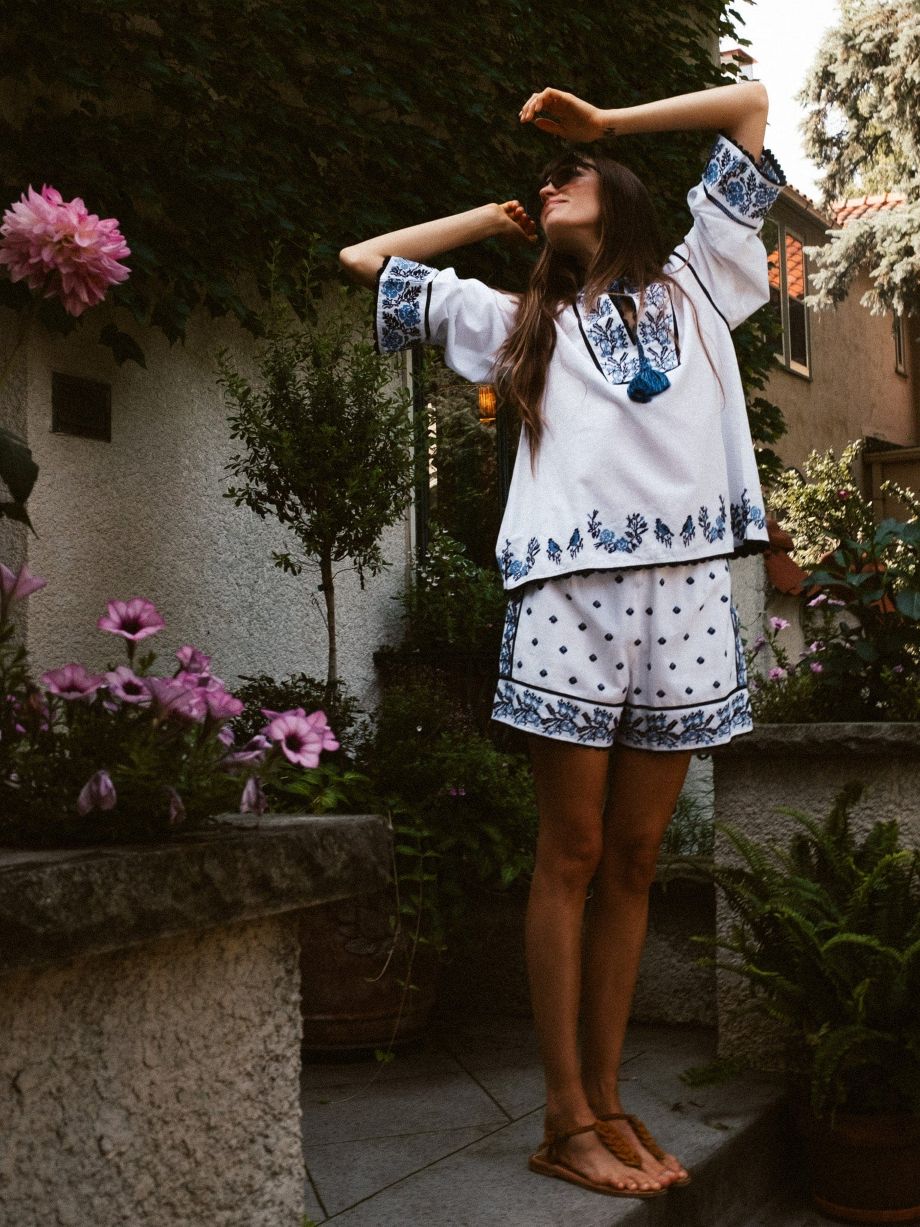 Mille Carina Embroidered Shorts - Santorini