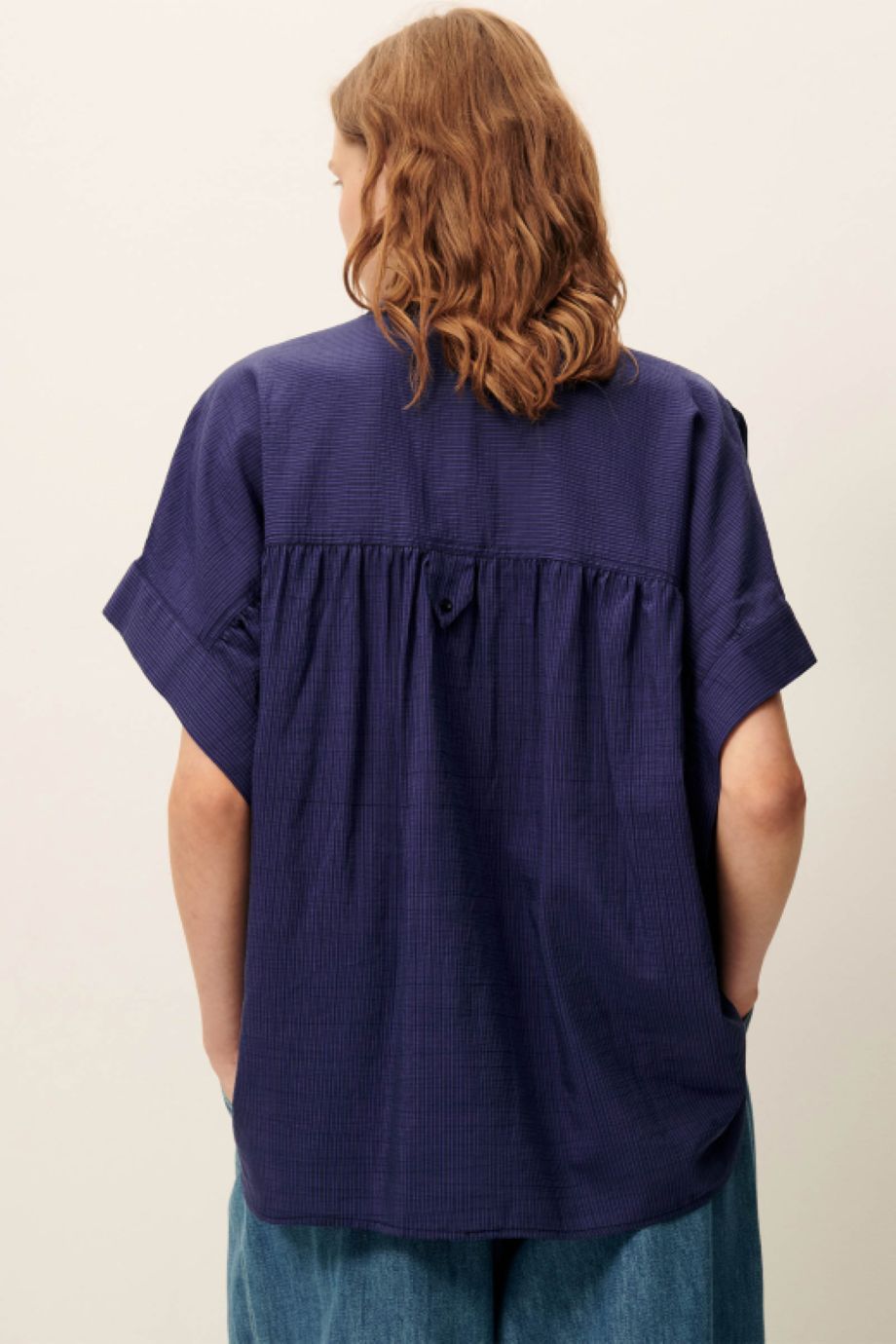 Sessun Camille Short Sleeve Blouse - Blue Emilenne
