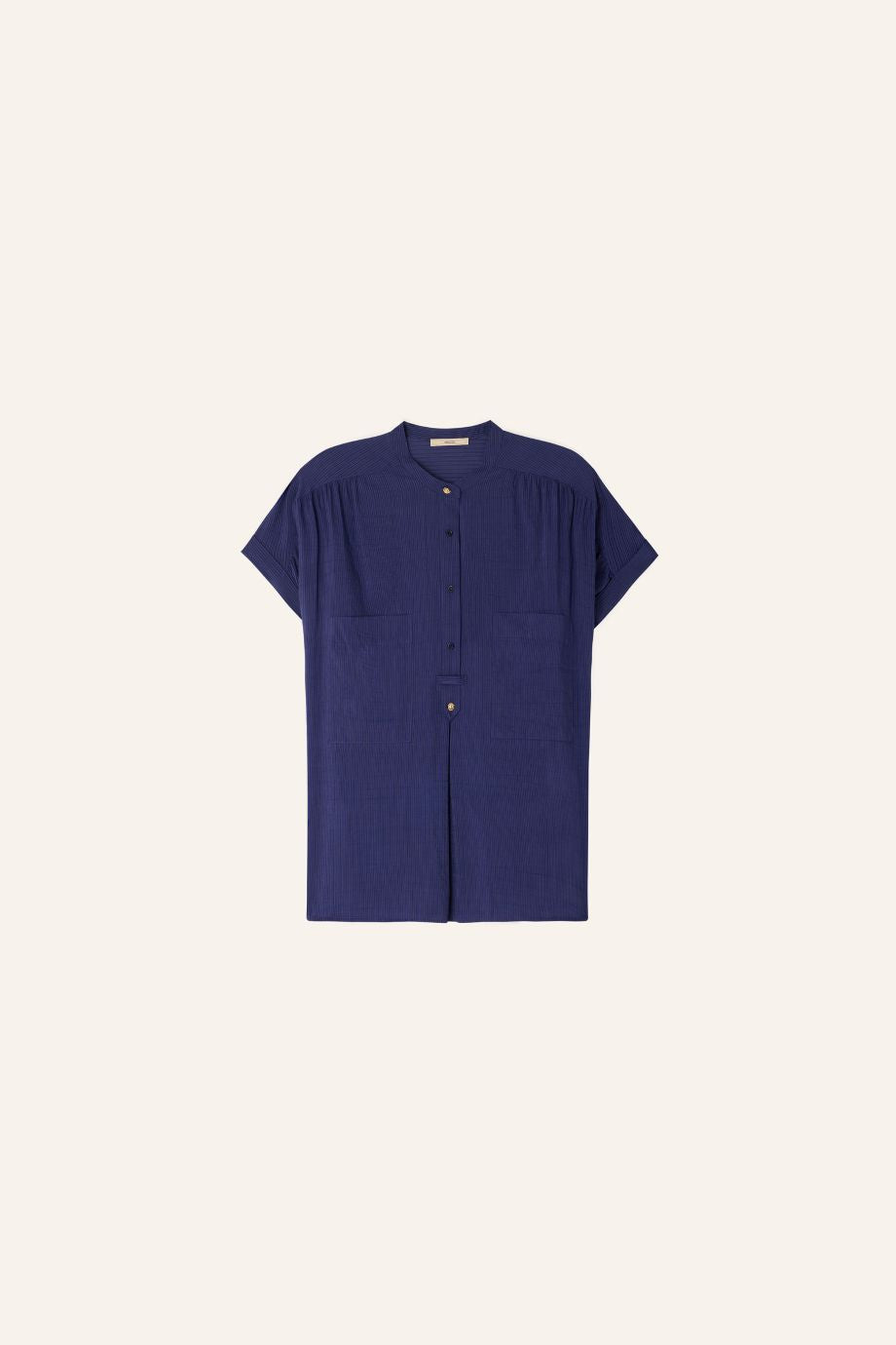 Sessun Camille Short Sleeve Blouse - Blue Emilenne