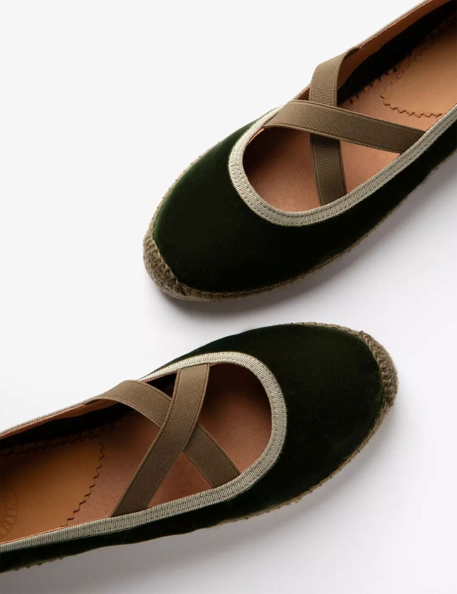 Penelope Chilvers Chico Velvet Espadrille - Khaki