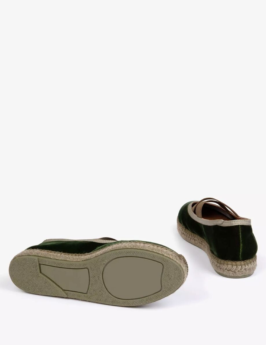 Penelope Chilvers Chico Velvet Espadrille - Khaki