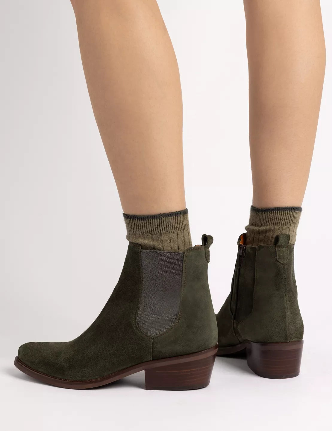 Penelope Chilvers Rove Suede Boot - Khaki/Pewter