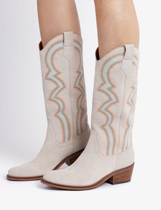 Penelope Chilvers Sun Salutation Coyboy Boot - Chalk/Multi