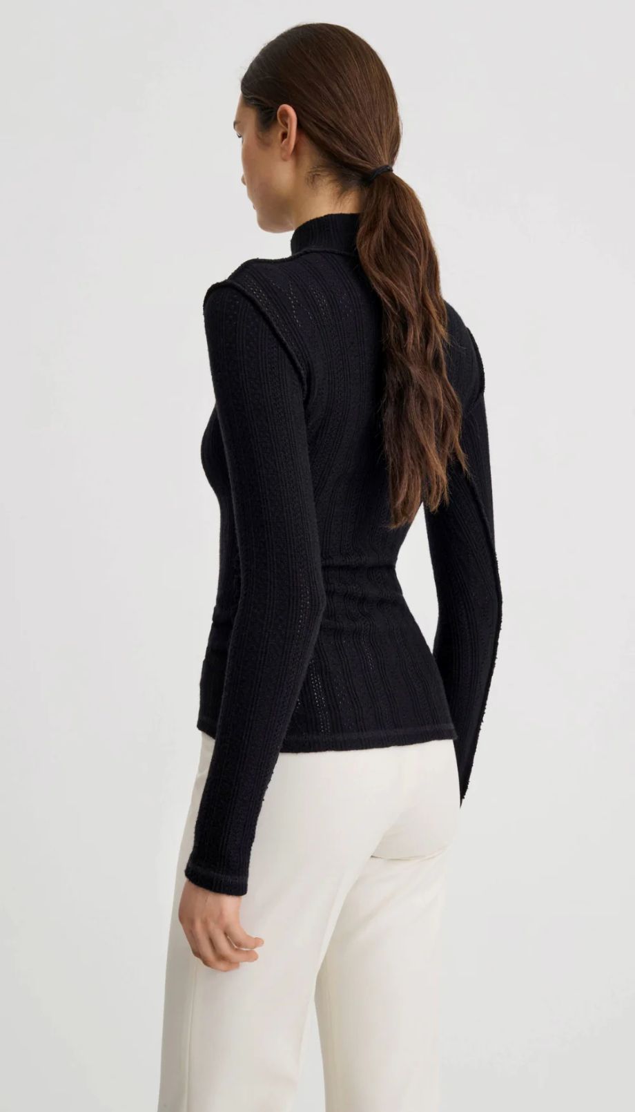 Smythe Pointelle Knit Turteneck - Black