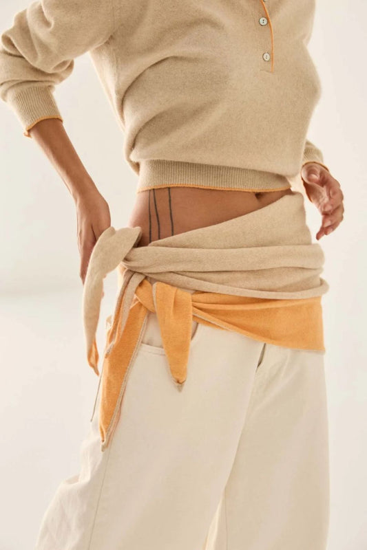 Stone Cashmere Diamond Scarf - Beige/Marigold