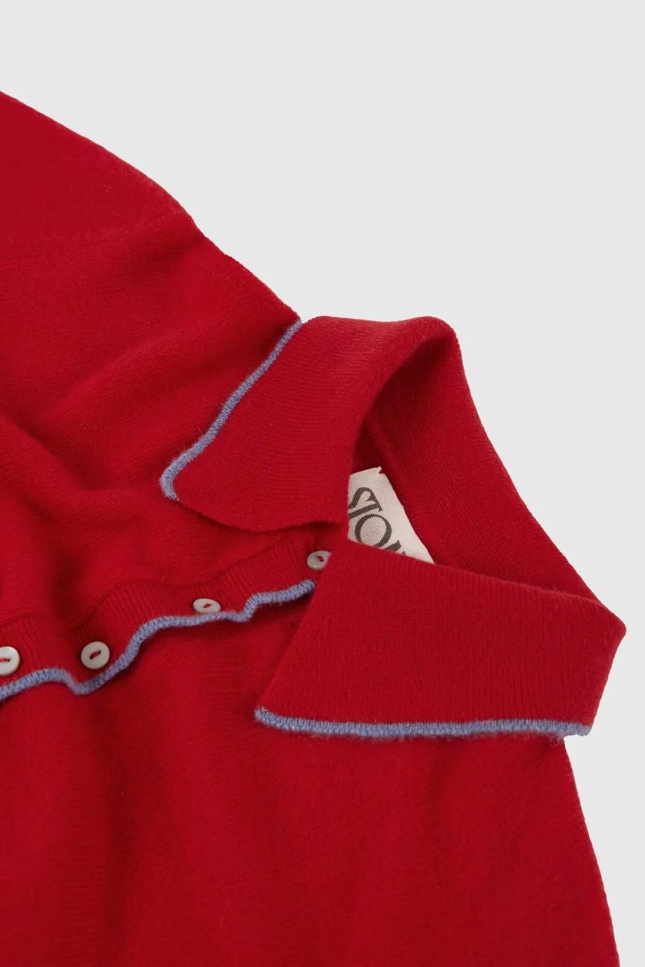 Stone Cashmere Polo Sweater - Red/Stonewash