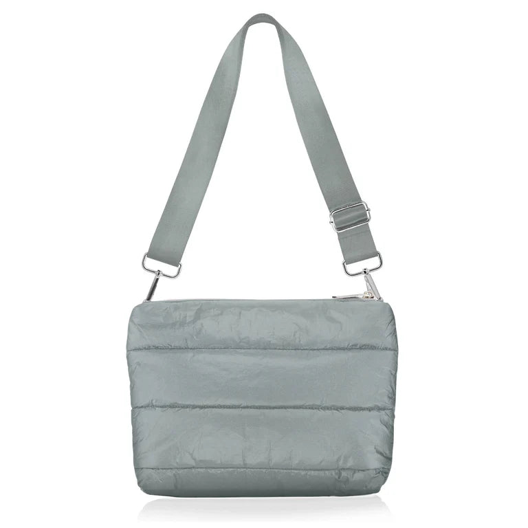 Hi, Love Puffer Purse  - Shimmer Grey