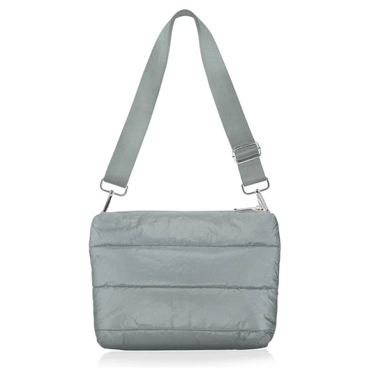 Hi, Love Puffer Purse  - Shimmer Grey