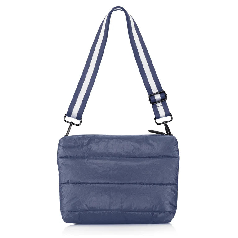 Hi, Love Puffer Purse  - Shimmer Navy