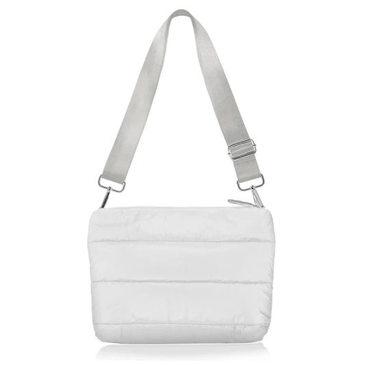 Hi, Love Puffer Purse  - Shimmer White