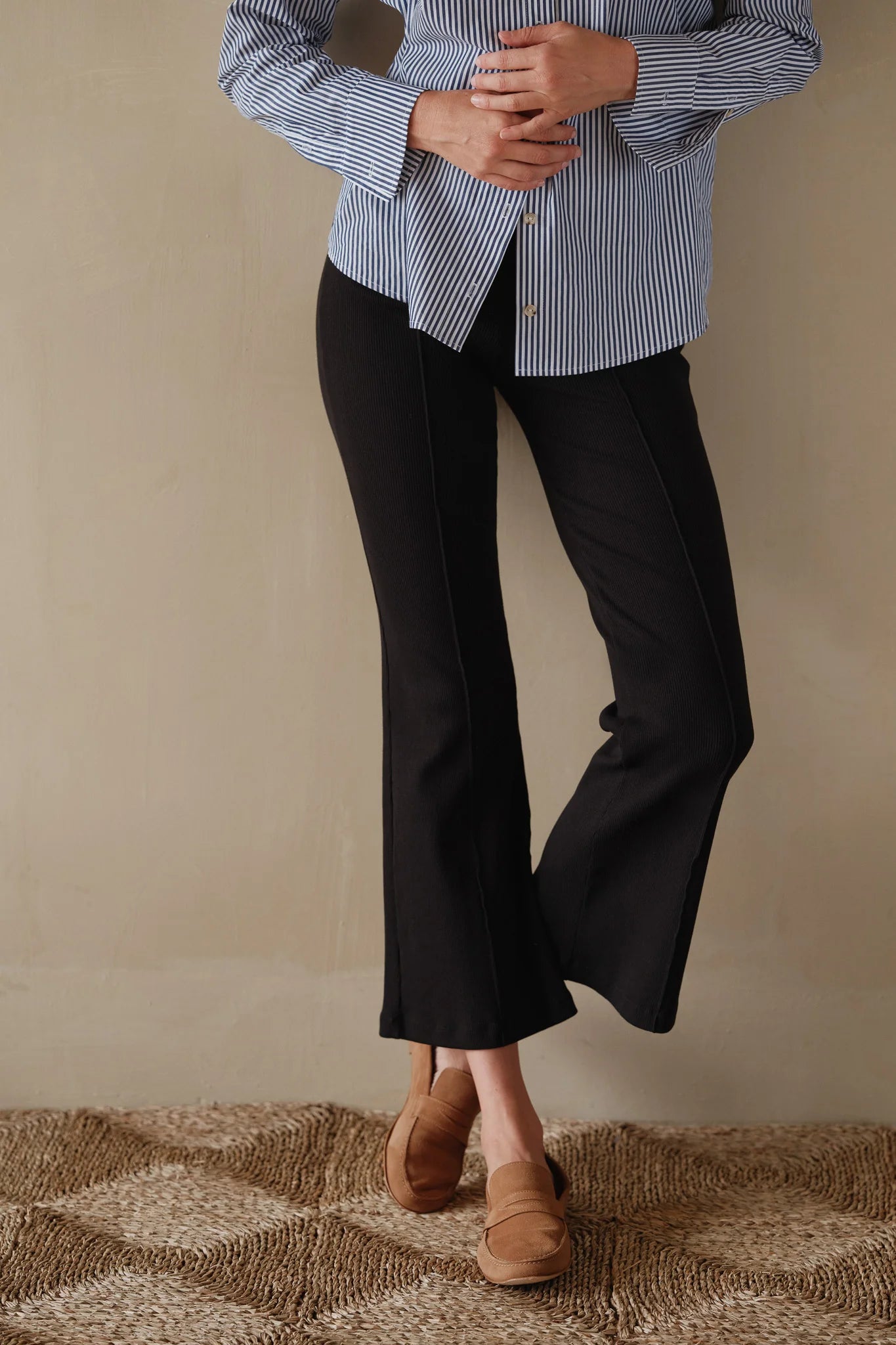 Donni Rib Kick Flare Pant - Jet