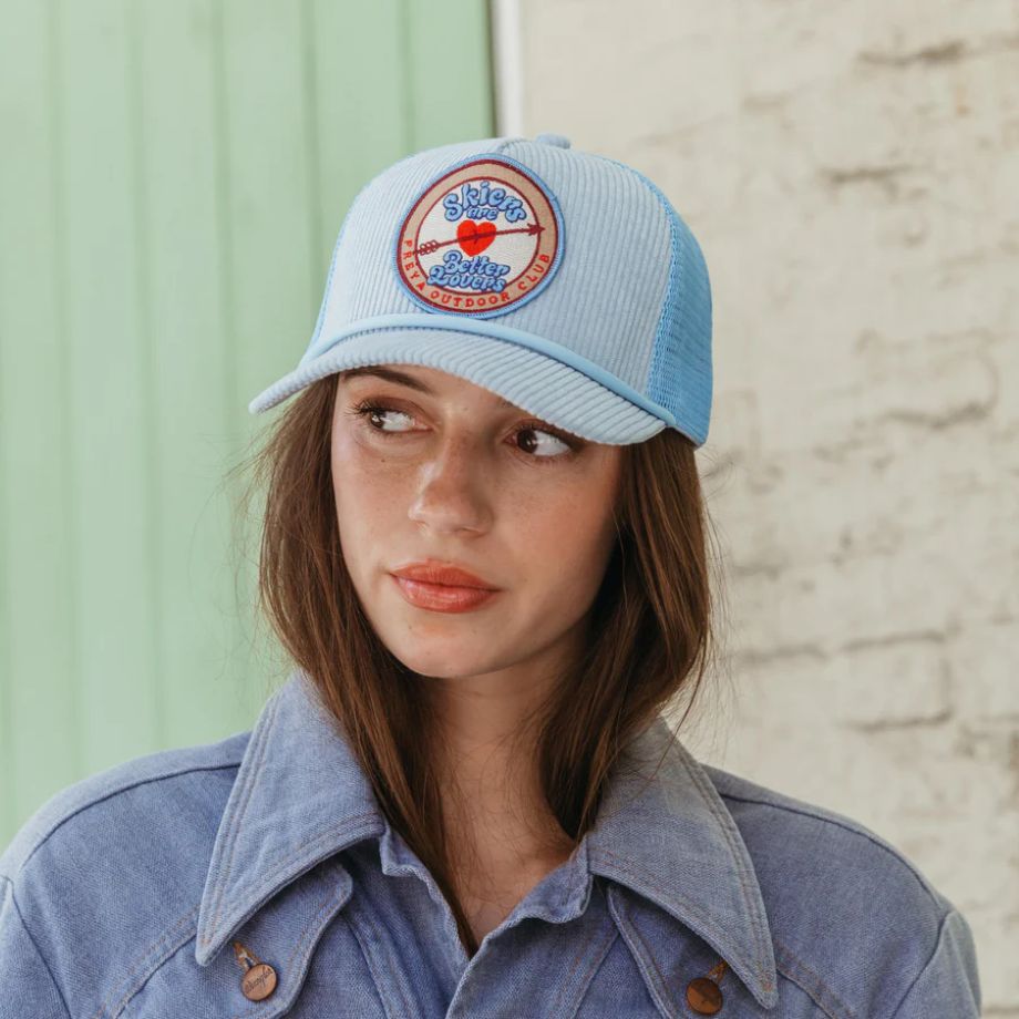 Freya Skiers are Better Lovers Corduroy Trucker Hat - Baby Blue