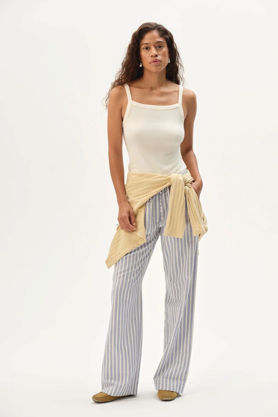 DONNI. Baby Rib Square Neck Tank Top - Creme