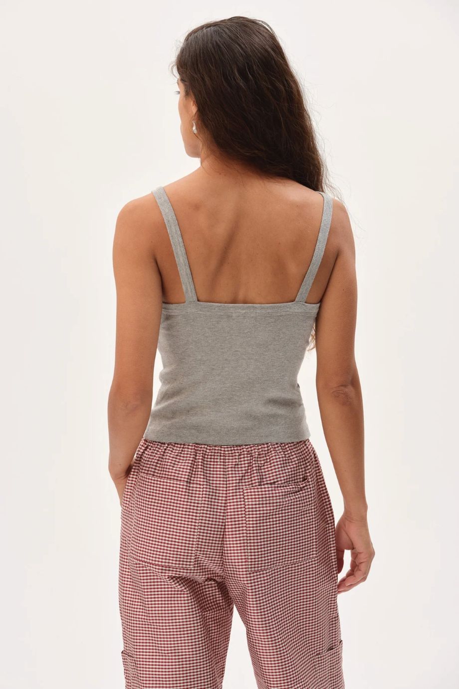 Donni Baby Rib Square Neck Tank - Heather Grey