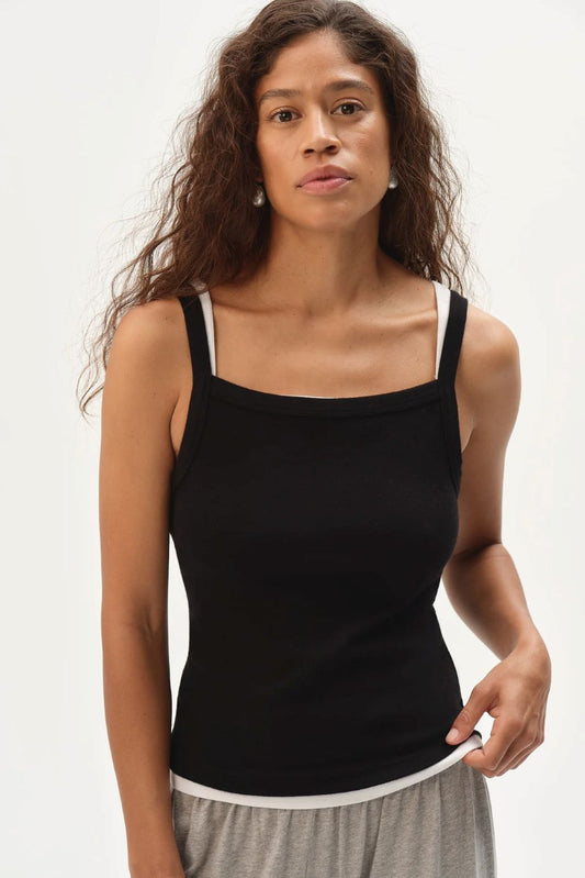 DONNI. Baby Rib Square Neck Tank - Jet