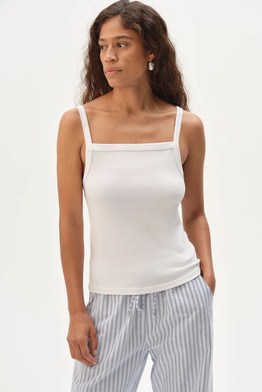 DONNI. Baby Rib Square Neck Tank - Powder