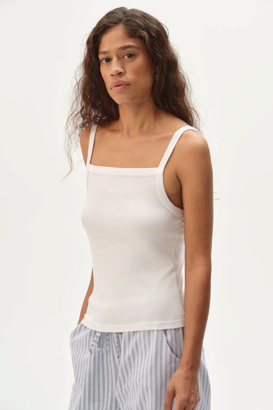 Donni Baby Rib Square Neck Tank - Powder