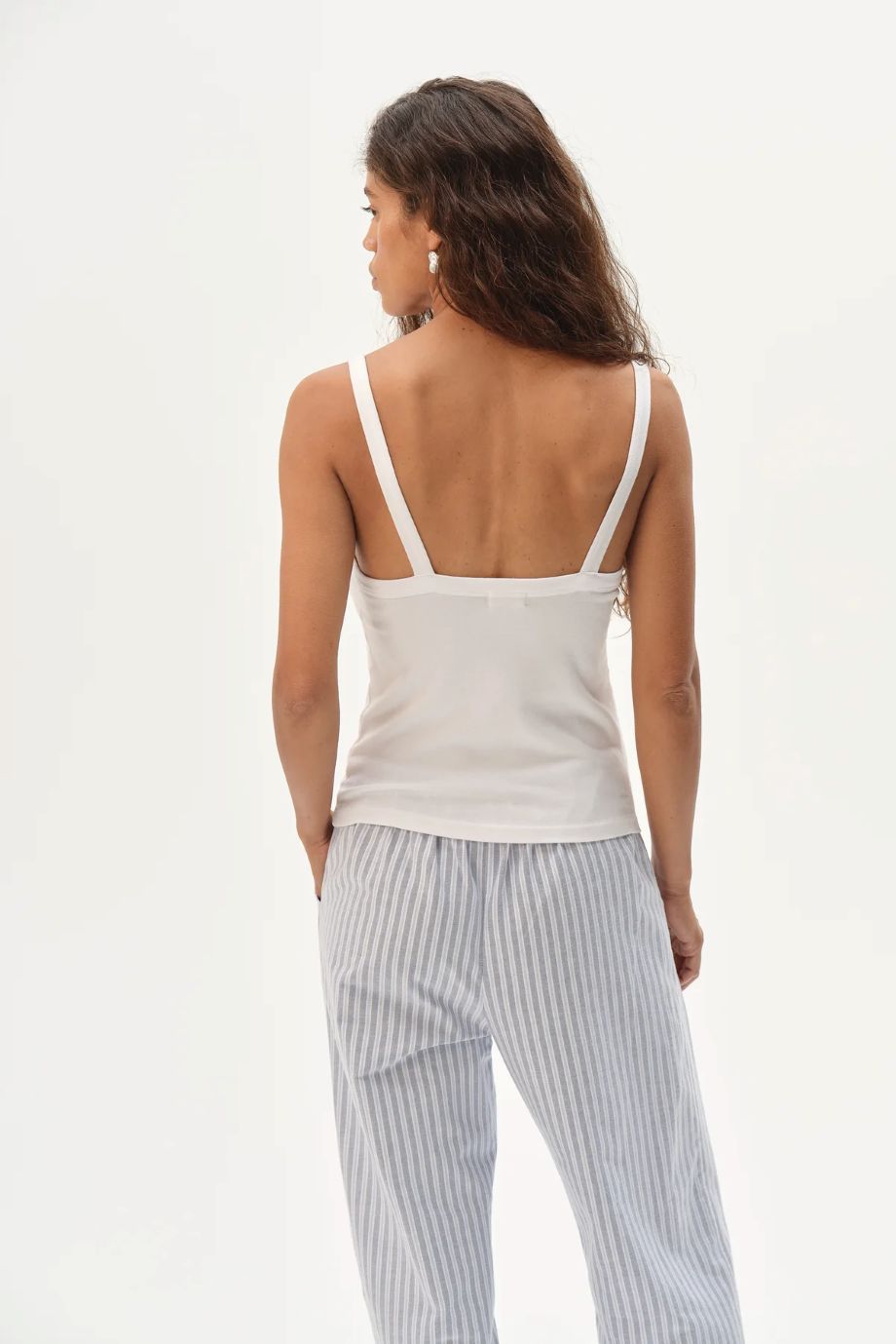 Donni Baby Rib Square Neck Tank - Powder