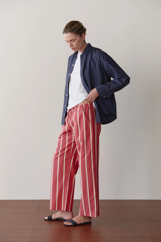 Donni Pop Stripe Drawstring Pant - Raspberry Stripe