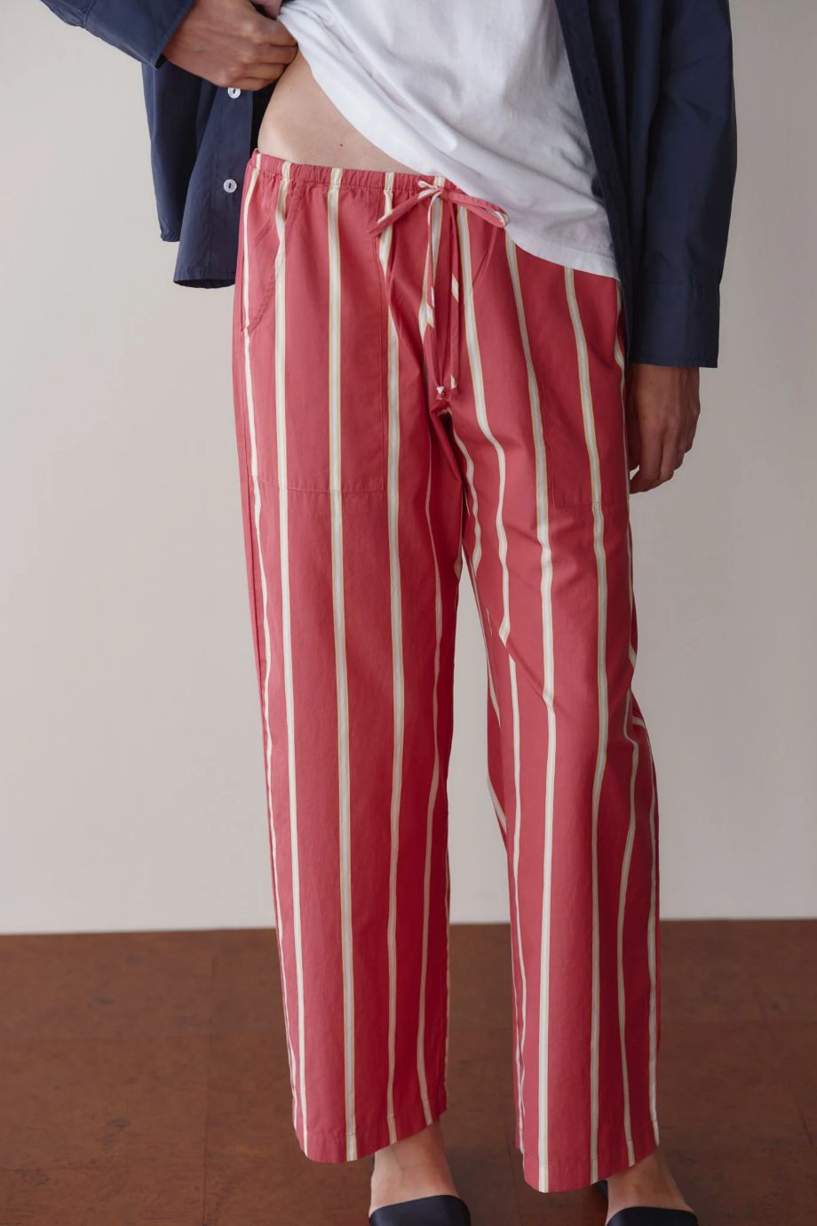 Donni Pop Stripe Drawstring Pant - Raspberry Stripe