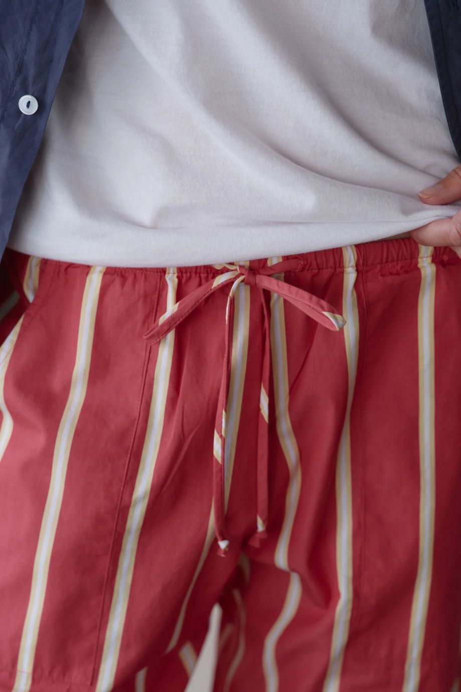 Donni Pop Stripe Drawstring Pant - Raspberry Stripe